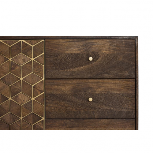 Aparador 145x40x77 Madera Mango Patas Doradas 3 Cajones + 2 Puertas - Giner y Colomer - 5