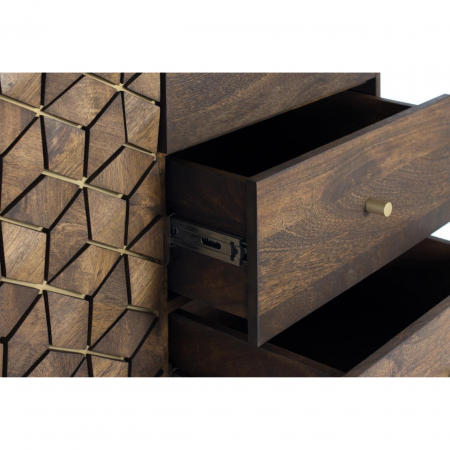 Aparador 145x40x77 Madera Mango Patas Doradas 3 Cajones + 2 Puertas - Giner y Colomer - 6