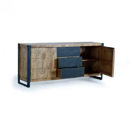 Aparador 2 Puertas + 3 Cajones Madera Natural Mango 180x45x80 - Giner y Colomer-6