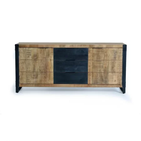 Aparador 2 Puertas + 3 Cajones Madera Natural Mango 180x45x80 - Giner y Colomer-7