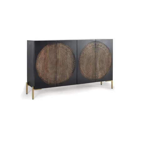 Aparador 4 Puertas Madera Mango y Base Metal Colección París 145x40x90 Cm - Giner y Colomer (1)