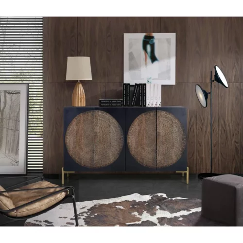 Aparador 4 Puertas Madera Mango y Base Metal Colección París 145x40x90 Cm - Giner y Colomer (3)