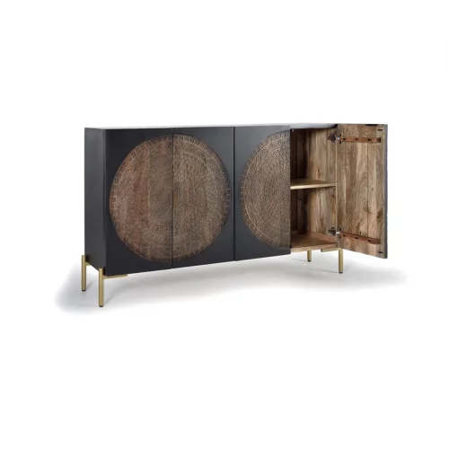 Aparador 4 Puertas Madera Mango y Base Metal Colección París 145x40x90 Cm - Giner y Colomer (5)