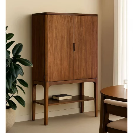 Aparador Alto 2 Cajones + 2 Puertas Madera Caoba Colección Oporto 90x45x160 Cm - Moycor (5)