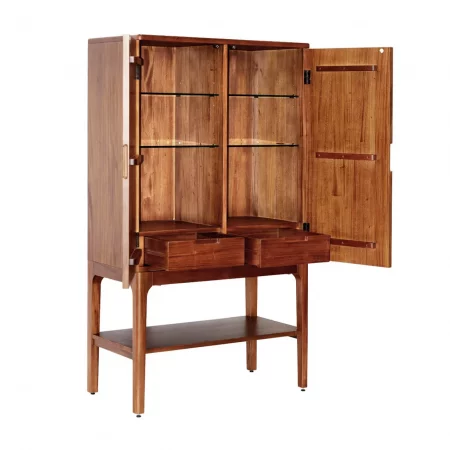 Aparador Alto 2 Cajones + 2 Puertas Madera Caoba Colección Oporto 90x45x160 Cm - Moycor (6)