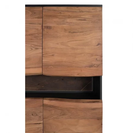 Aparador Alto Madera Acacia 4 Puertas cLuz Led Colección Imphal 100x40x147 Cm - Giner y Colomer (6)
