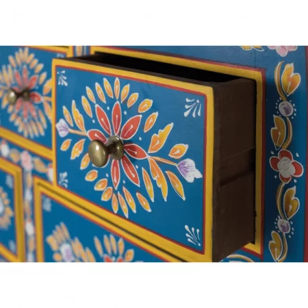 Aparador Alto de Madera de Mango de 7 Cajones 2 Puertas con Pintado Artesanal - Giner y Colomer (5)