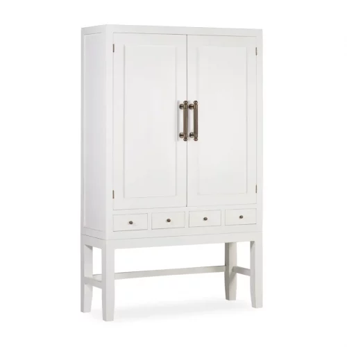 Aparador-Armario Blanco 4 Cajones + 2 Puertas + 2 Estantes Madera Mindi Colección Everest 110x40x180 Cm - Moycor (1)