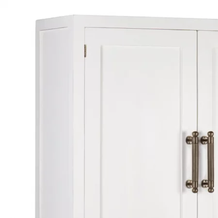 Aparador-Armario Blanco 4 Cajones + 2 Puertas + 2 Estantes Madera Mindi Colección Everest 110x40x180 Cm - Moycor (2)