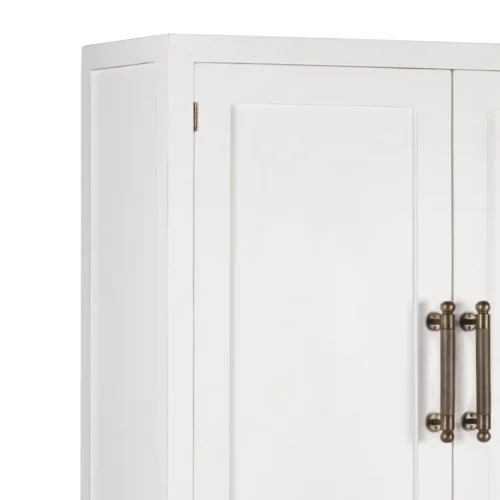 Aparador-Armario Blanco 4 Cajones + 2 Puertas + 2 Estantes Madera Mindi Colección Everest 110x40x180 Cm - Moycor (2)