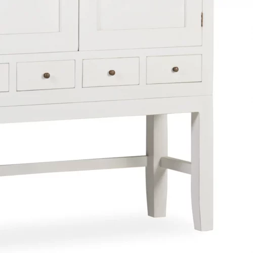 Aparador-Armario Blanco 4 Cajones + 2 Puertas + 2 Estantes Madera Mindi Colección Everest 110x40x180 Cm - Moycor (3)