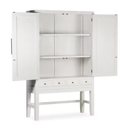 Aparador-Armario Blanco 4 Cajones + 2 Puertas + 2 Estantes Madera Mindi Colección Everest 110x40x180 Cm - Moycor (4)