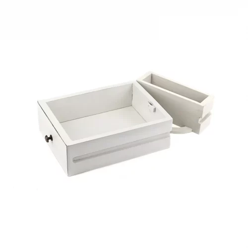 Aparador-Armario Blanco 4 Cajones + 2 Puertas + 2 Estantes Madera Mindi Colección Everest 110x40x180 Cm - Moycor (7)