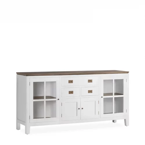 Aparador Blanco Madera Mindi 3 Cajones + 4 Puertas Colección Everest 180x45x90 Cm - Moycor (1)