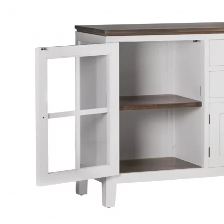 Aparador Blanco Madera Mindi 3 Cajones + 4 Puertas Colección Everest 180x45x90 Cm - Moycor (3)