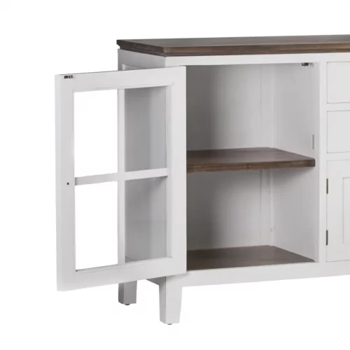Aparador Blanco Madera Mindi 3 Cajones + 4 Puertas Colección Everest 180x45x90 Cm - Moycor (3)