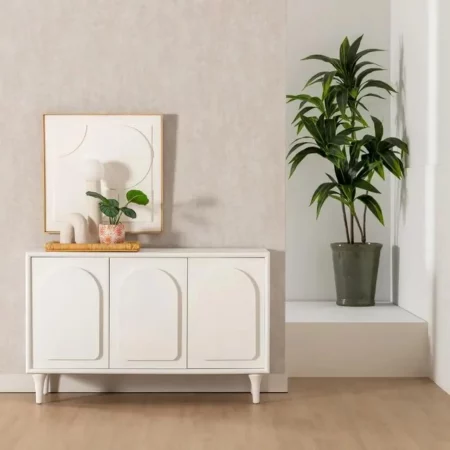 Aparador Blanco de Madera de Abeto de 3 Puertas - IXIA (1)