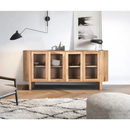 Aparador De Cuatro Puertas Fabricado En Madera Maciza De Acacia 180x48x80 Cm - Giner y Colomer (1)