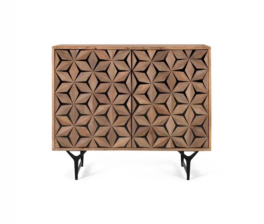 Aparador De Dos Puertas Que Combina Madera de Mango Con Metal 76 x 90 x 40cm-1