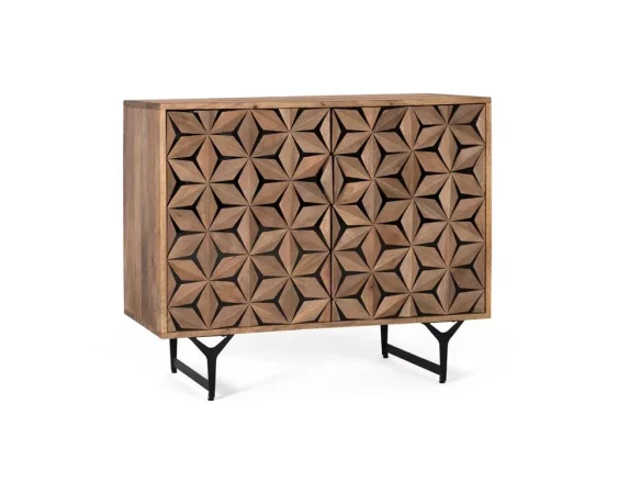 Aparador De Dos Puertas Que Combina Madera de Mango Con Metal 76 x 90 x 40cm-2