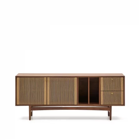 Aparador Elan 2 puertas y 2 cajones chapa y madera maciza nogal y cuerda 180x73cm-1