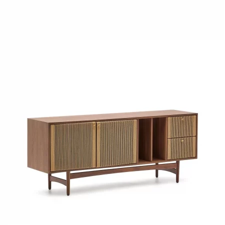 Aparador Elan 2 puertas y 2 cajones chapa y madera maciza nogal y cuerda 180x73cm-2