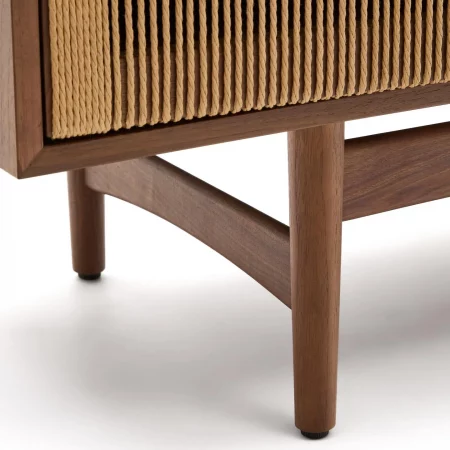 Aparador Elan 2 puertas y 2 cajones chapa y madera maciza nogal y cuerda 180x73cm-6
