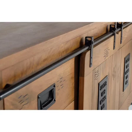 Aparador Estilo Industrial Madera Acacia 2 Puertas Correderas + 3 Cajones 165x45x80 - Giner y Colomer-5