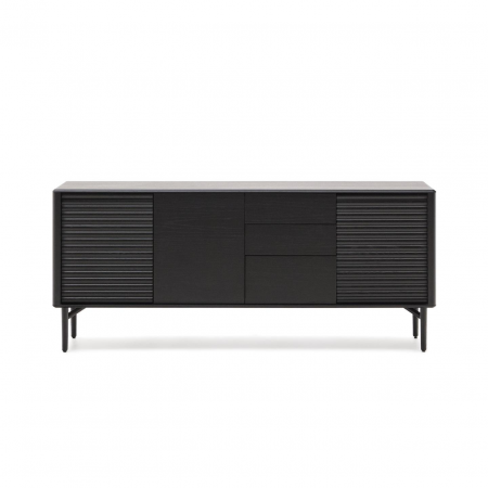 Aparador Lenon 3 Puertas 3 Cajones de Madera Maciza y Chapa de Roble Negro FSC MIX Cr - CC2090M01LF (1)