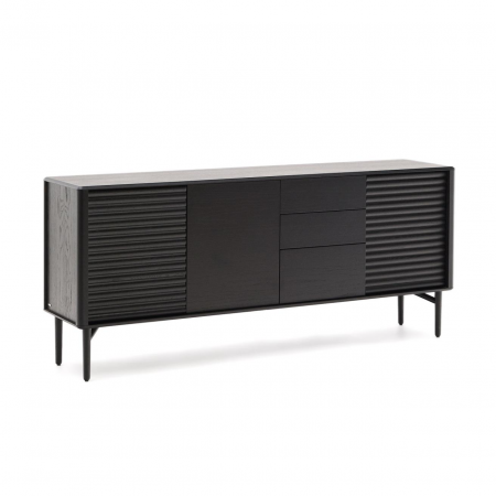 Aparador Lenon 3 Puertas 3 Cajones de Madera Maciza y Chapa de Roble Negro FSC MIX Cr - CC2090M01LF (2)
