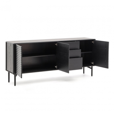 Aparador Lenon 3 Puertas 3 Cajones de Madera Maciza y Chapa de Roble Negro FSC MIX Cr - CC2090M01LF (3)