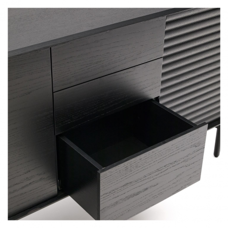 Aparador Lenon 3 Puertas 3 Cajones de Madera Maciza y Chapa de Roble Negro FSC MIX Cr - CC2090M01LF (4)
