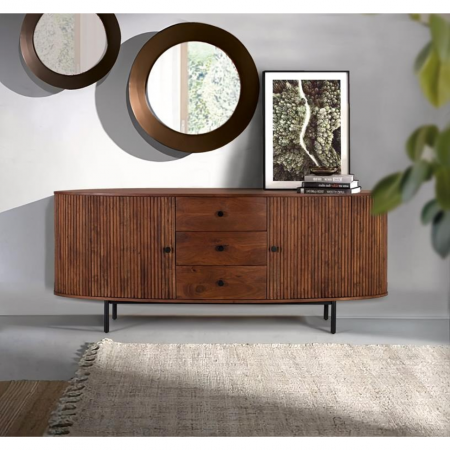 Aparador Madera Acacia 2 Puertas + 3 Cajones Patas Metal - Giner y Colomer1