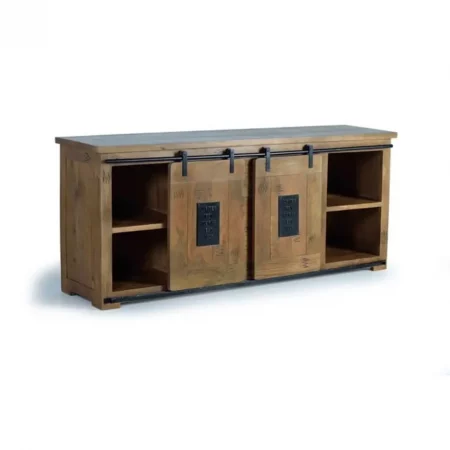 Aparador Madera Acacia Estilo Industrial 2 Puertas Correderas + 6 Cajones 190x45x80 - Giner y Colomer-6