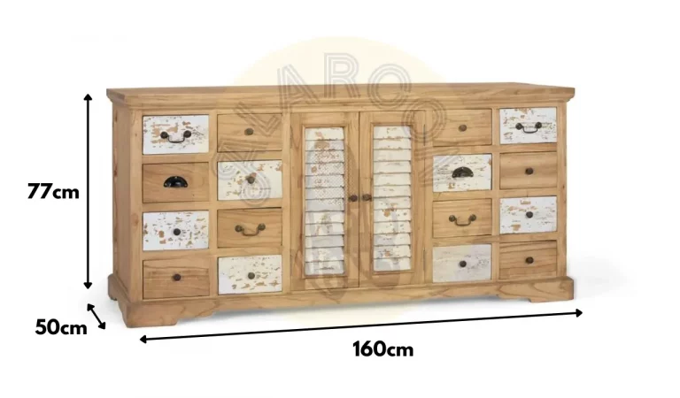 Aparador Madera Maciza de Mindi Natural 160x50x77 Cm - Giner y Colomer (6)