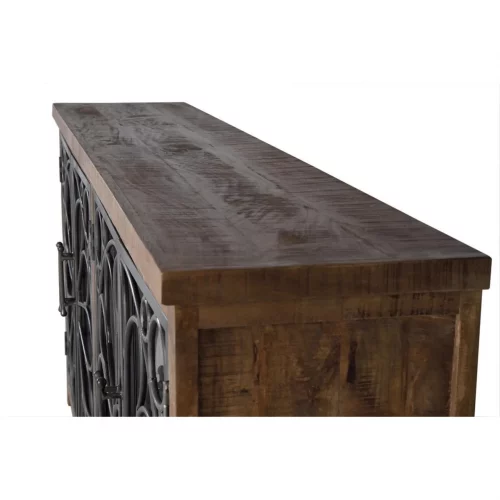 Aparador Madera Mango 4 Puertas con Cristal con Detalles en Metal - Giner y Colomer (7)_1_11zon