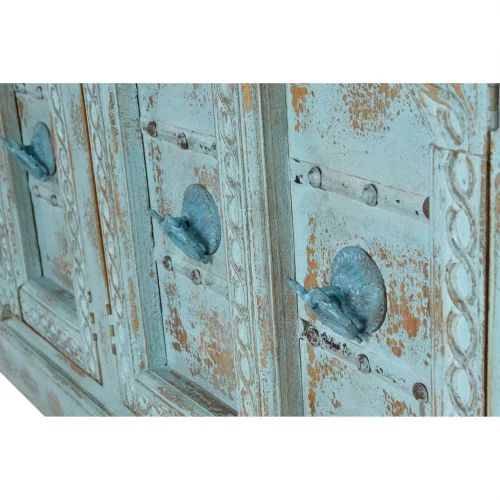 Aparador Madera Mango Color Azul 4 Puertas Detalles Metal 190x45x100 - Giner y Colomer-10