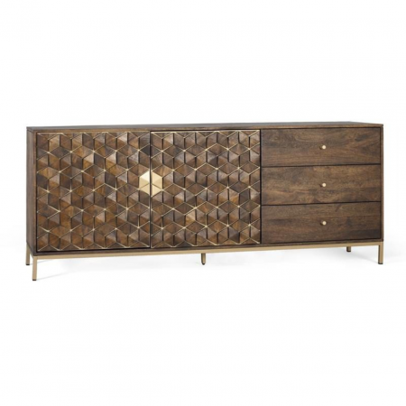 Aparador Madera Mango Patas Metal 2 Puertas + 3 Cajones - Giner y Colomer1