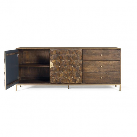 Aparador Madera Mango Patas Metal 2 Puertas + 3 Cajones - Giner y Colomer2