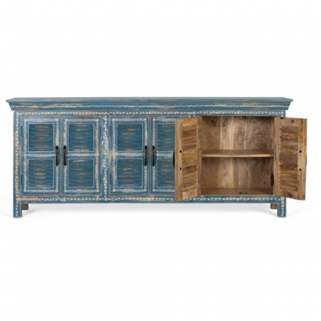 Aparador Madera Mango Pintado a Mano Color Azul 6 Puertas - Giner y Colomer - 4