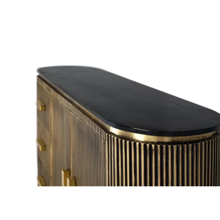 Aparador Madera Mango Revestido Bronce e Cajones + 2 Puertas 150x40x86 - Giner y Colomer (3)