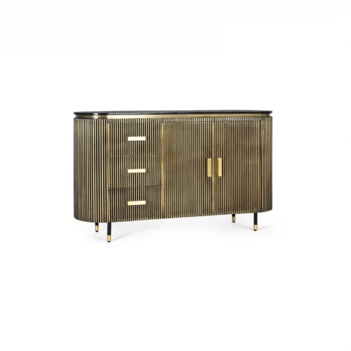 Aparador Madera Mango Revestido Bronce e Cajones + 2 Puertas 150x40x86 - Giner y Colomer (7)