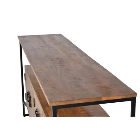 Aparador Madera Mango y Metal con 3 Puertas + 2 Cajones Estilo Industrial - Giner y Colomer (6)