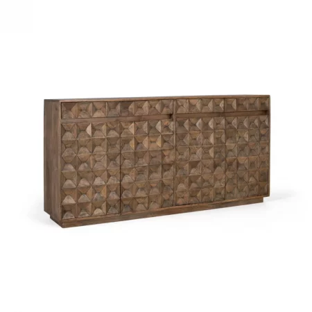 Aparador Madera Reciclada 4 Puertas + 4 Cajones Nogal 180x40x91 Cm - Giner y Colomer (2)