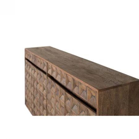 Aparador Madera Reciclada 4 Puertas + 4 Cajones Nogal 180x40x91 Cm - Giner y Colomer (4)