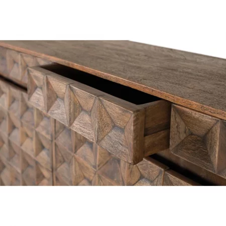 Aparador Madera Reciclada 4 Puertas + 4 Cajones Nogal 180x40x91 Cm - Giner y Colomer (5)