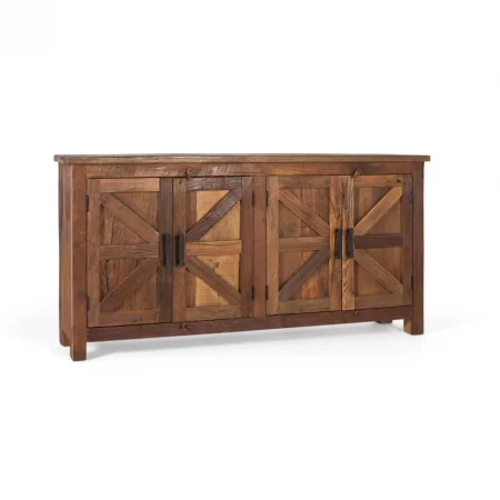 Aparador Madera Reciclada 4 Puertas Nogal 180x40x90 Cm - Giner y Colomer (2)