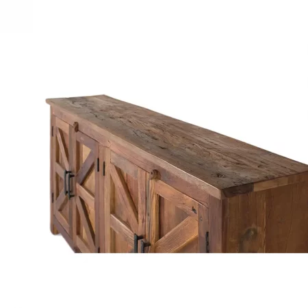 Aparador Madera Reciclada 4 Puertas Nogal 180x40x90 Cm - Giner y Colomer (4)