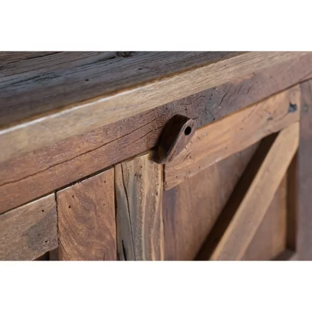 Aparador Madera Reciclada 4 Puertas Nogal 180x40x90 Cm - Giner y Colomer (5)