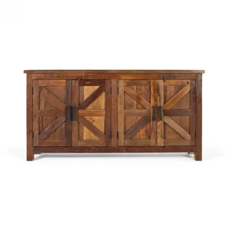 Aparador Madera Reciclada 4 Puertas Nogal 180x40x90 Cm - Giner y Colomer (7)